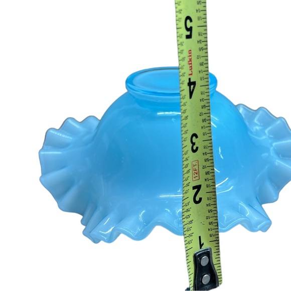 Fenton Blue Bowl with Ruffled and Crimped Edge - Vintage Art Glass Bowl - Picture 5 of 8